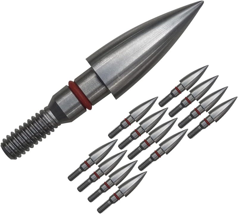 Wdfhudj Stainless Steel Archery Field Points,9/32″ 19/64″ 5/16″ 11/32″ Diameter 100/125/150/175/200/250/300 Grains,Screw in Archery Field Tips(1 Dozen 12PCS) - Image 1